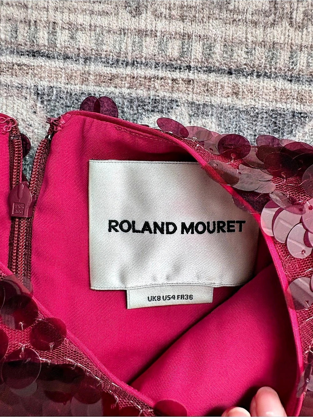 Roland Mouret Burgundy Sequin Maxi Dress Size 4 Like New - Picture 4 of 4
